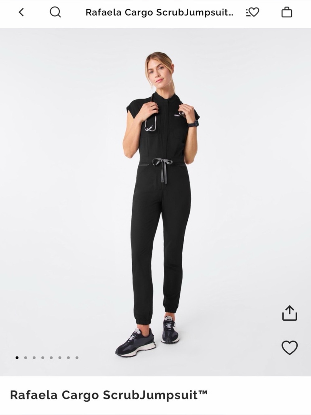 Figs Rafaela Cargo Scrub Jumpsuit - Black